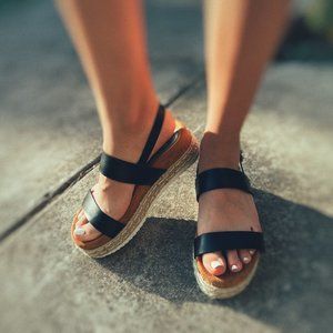 Black Strapped Platform Sandals